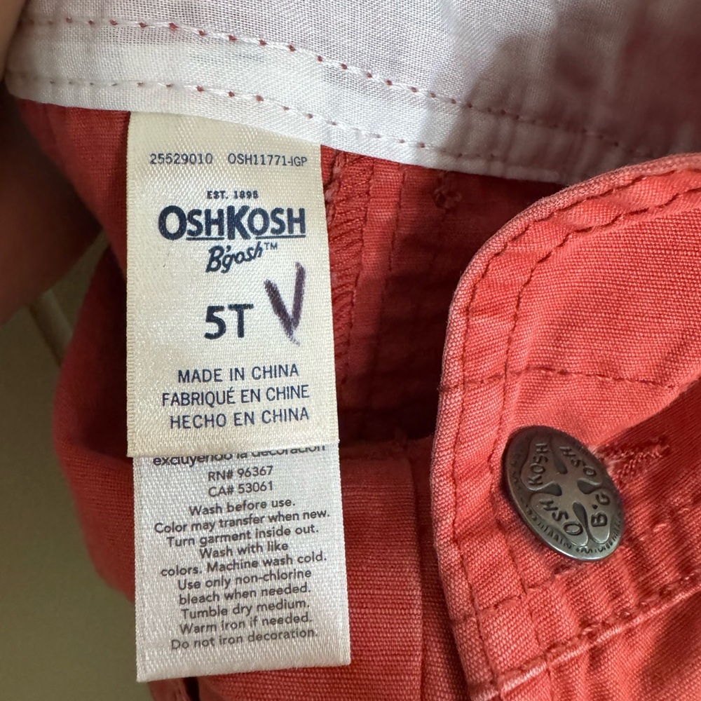 OshKosh B'gosh Vestback Kids Overalls in Bright Red, 5t - Picture 3 of 5